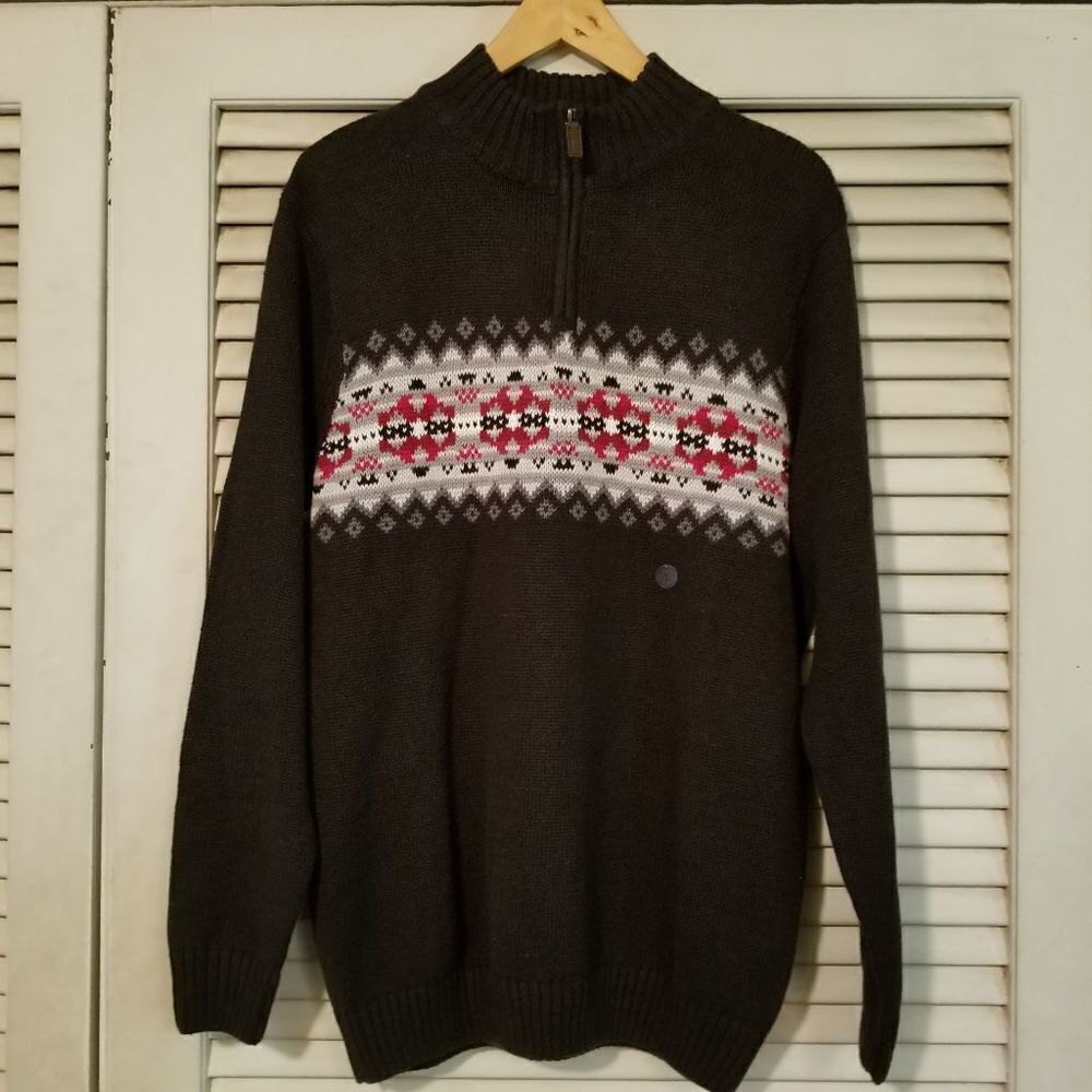 NWOT Chaps Fair Isle Sweater 1/4 Zip L